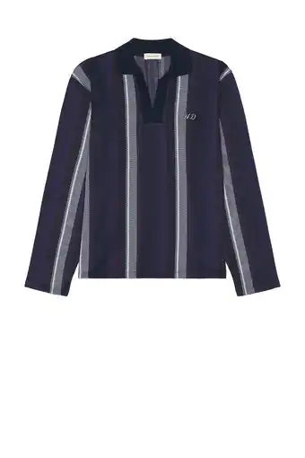 Walmart Nicholas Daley Mens Long Sleeve Striped Polo Sweater Large Navy Blue offer