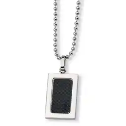 Walmart Mens Black Carbon Fiber Dog Tag Pendant Necklace in Stainless Steel with Chain offer