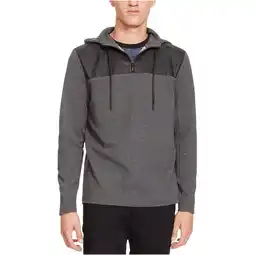 Walmart Kenneth Cole Mens Mixed-Media 1/4 Zip Hoodie Sweatshirt, Grey, Large offer