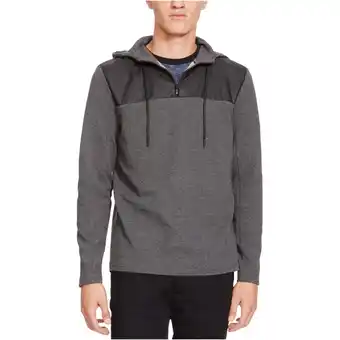 Walmart Kenneth Cole Mens Mixed-Media 1/4 Zip Hoodie Sweatshirt, Grey, Large offer