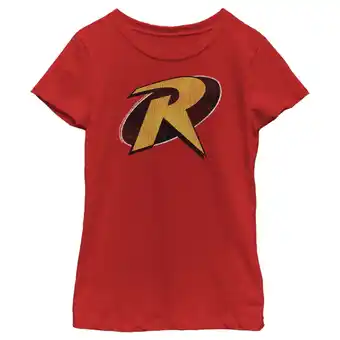 Walmart Girl's Batman Distressed Robin Logo Graphic Tee Red Medium offer