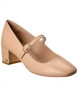Walmart Stuart Weitzman Louise 50 Block Leather Mary Jane Pump, 7.5, Beige offer