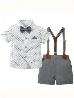 Walmart CARETOO Boy Clothes Suits Toddler Summer Formal Short Shirt Bowtie Suspender Shorts Cotton Fabric offer