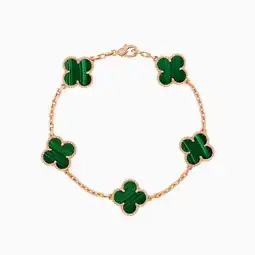 Walmart Double-sided natural white fritillary chalcedony five-flower bracelet women's plated 18k gold offer