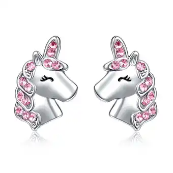 Walmart Tingn Unicorn Earrings for Women Dainty Pink CZ Earring Birthday Jewelry Gifts offer