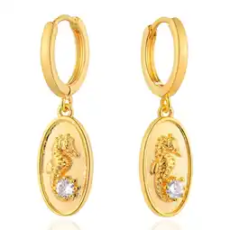 Walmart GDCOIN Hippocampus Earrings 14K Gold Plated Everyday Summer Beach Jewelry for Women offer
