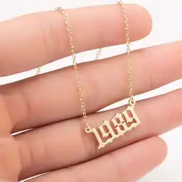 Walmart Yesbay 1980-2019 Birth Year Number Charm Pendant Stainless Steel Chain Necklace Jewelry-Golden 1989 offer
