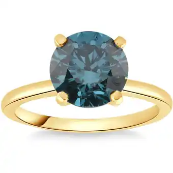 Walmart Pompeii 1 1/2Ct Round Blue Diamond Engagement Ring 14k White or Yellow Gold Lab Grown offer