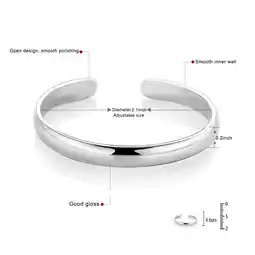 Walmart Women Solid 925 Sterling Silver Bangle Adjustable Opening Bracelet Girls Jewelry Birthday Gift offer