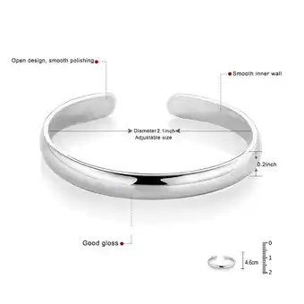 Walmart Women Solid 925 Sterling Silver Bangle Adjustable Opening Bracelet Girls Jewelry Birthday Gift offer
