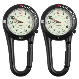 Walmart 2pcs Clip-on Quartz Watch Backpack Belt Fob Watch with Fluorescent Dial (Black) offer