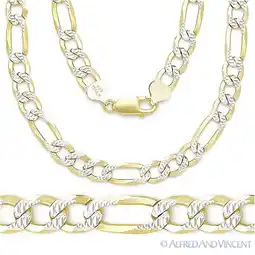 Walmart Alfred & Vincent 6.8mm Figaro D-Cut Pave Link Chain Necklace, .925 Sterling Silver, 14k Yellow Gold offer
