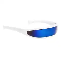 Walmart 2X Futuristic Narrow Lens Visor Eyewear Sunglasses White Frame Blue Mirrored offer
