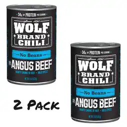 Walmart ( 2 Pack ) WOLF BRAND Angus No Beans Chili, 15 oz Can offer