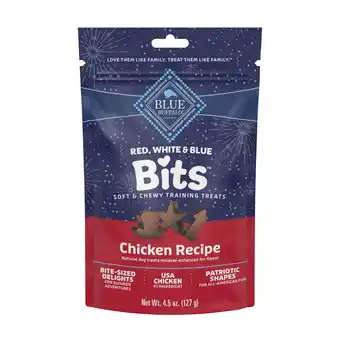 Walmart Blue Buffalo Red White & Blue Bits Soft-Moist Dog Treats for Training, Chicken, 4.5-oz Bag offer