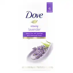 Walmart Dove Beauty Bar Women's Bath Soap Relaxing Gentle All Skin Lavender & Chamomile, 3.75 oz 6 Bars offer