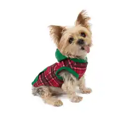 Walmart Vibrant Life, Dog and Cat Clothes, Plaid Pet Hoodie, Red, XXS offer