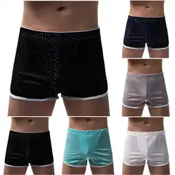 Walmart Fanxing Mens Mesh Shorts Lightweight Solid Color Pajamas Shorts Sports Fitness Short Pants Black,XXL offer