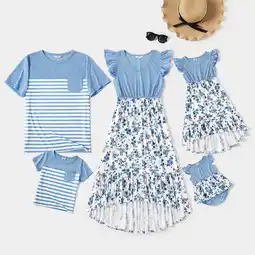 Walmart PatPat Family Matching Outfits Mommy and Me Dresses and Striped T-shirts Sets, Boy 2-7 T offer