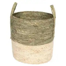 Walmart Better Homes & Gardens Natural Maize Colored Stripe Basket, Basket, Green, Extra Large offer