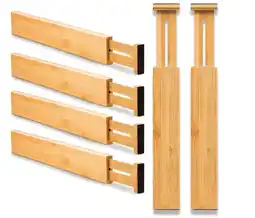 Walmart FAKYFJ Bamboo Drawer Organizer 6 Pack, Adjustable Expandable for Kitchen & Dresser, 12.5-17 in offer