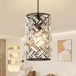 Walmart Modern Metal Luxury 1-Light Black Pendant Light Crystal Shape Chandelier for Kitchen Island offer