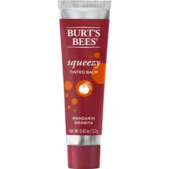 Walmart Burt's Bees 100% Natural Origin Squeezy Tinted Lip Balm, Mandarin Granita - 0.43 Ounce Tube offer
