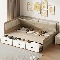 Walmart New Full Size Daybed with Three Drawers and Three Storage Compartments, Nature+Beige offer