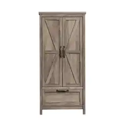 Walmart Better Homes & Gardens Modern Farmhouse Armoire, Rustic Gray Finish offer