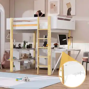 Walmart Newest Full Size Wood Loft Bed With Built-in Storage Cabinet and Cubes, Foldable desk, White offer