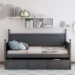 Walmart Wood Daybed with Three Drawers ,Twin Size Daybed,No Box Spring Needed ,Gray offer