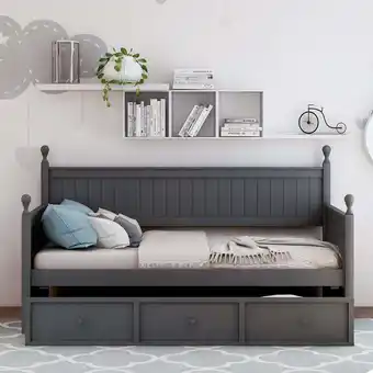 Walmart Wood Daybed with Three Drawers ,Twin Size Daybed,No Box Spring Needed ,Gray offer