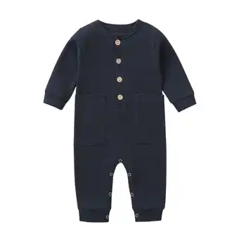 Walmart FRSASU Kids Jumpsuit Clearance,Spring Baby Girls Boys Romper Long Sleeve Button Sweatshirt Jumpsuits offer