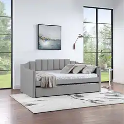 Walmart imerelez Velvet Daybed with Trundle Upholstered Tufted Sofa Bed, both Twin Size, Grey offer