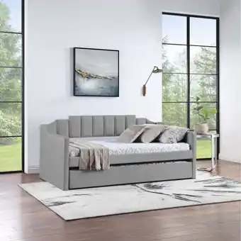 Walmart imerelez Velvet Daybed with Trundle Upholstered Tufted Sofa Bed, both Twin Size, Grey offer
