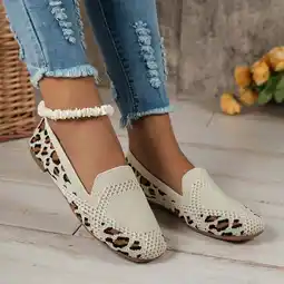 Walmart Wavsuf Flat Sandals for Women Leopard Wide Casual Summer Closed Toe Khaki Sandals Shoes Size 6.5 offer