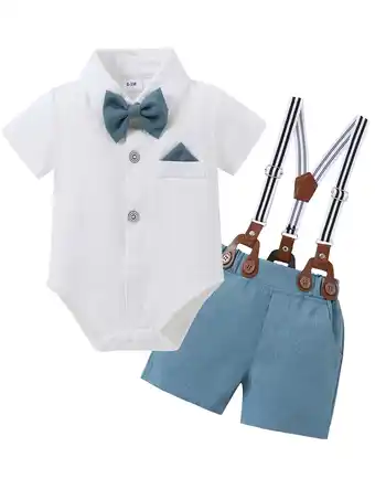 Walmart CARETOO Baby Boy Clothes Suits Romper Shirt Bowtie Suspender Pants Formal Set Cotton Fabric 0-18M offer