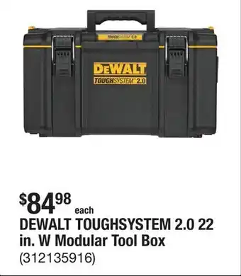 The Home Depot DEWALT TOUGHSYSTEM 2.0 22 in. W Modular Tool Box offer