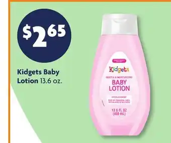 Family Dollar Kidgets Baby Lotion offer