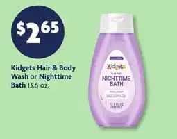 Family Dollar Kidgets Hair & Body Wash or Nighttime Bath offer