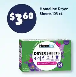 Family Dollar Homeline Dryer Sheets offer