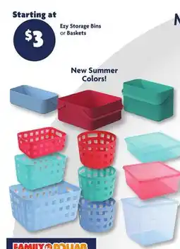 Family Dollar Ezy Storage Bins or Baskets offer