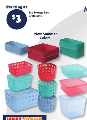 Family Dollar Ezy Storage Bins or Baskets offer