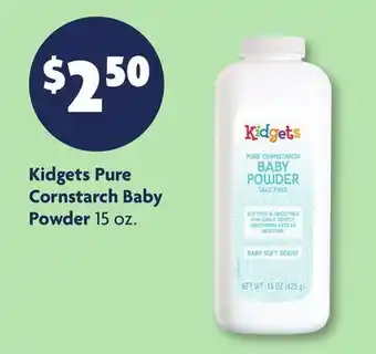 Family Dollar Kidgets Pure Cornstarch Baby Powder offer