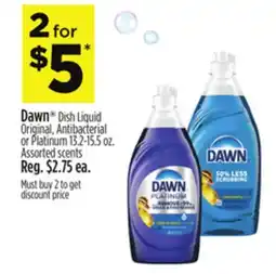 Dollar General Dawn Dish Liquid Original, Antibacterial or Platinum offer