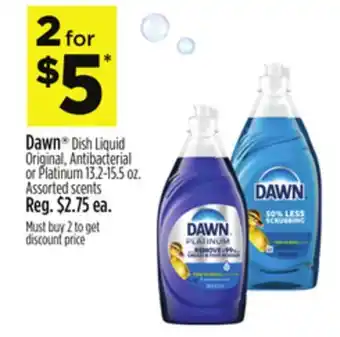 Dollar General Dawn Dish Liquid Original, Antibacterial or Platinum offer