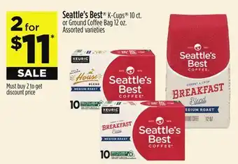 Dollar General Seattle's Best K-Cups 10 ct. or Ground Coffee Bag 12 oz offer