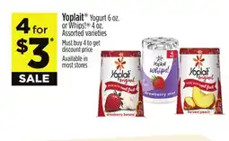 Dollar General Yoplait Yogurt 6 oz. or Whips! 4 oz offer