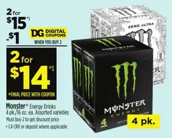 Dollar General Monster Energy Drinks offer