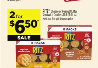 Dollar General RITZ Cheese or Peanut Butter Sandwich Crackers offer